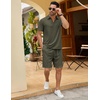 image:imageCOOFANDY Mens 2 Pieces Outfits Quarter Zip Polo Shirt and Shorts Set Casual Summer TracksuitArmy Green