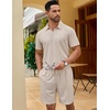 image:imageCOOFANDY Mens 2 Pieces Outfits Quarter Zip Polo Shirt and Shorts Set Casual Summer TracksuitBeige