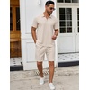 image:imageCOOFANDY Mens 2 Pieces Outfits Quarter Zip Polo Shirt and Shorts Set Casual Summer TracksuitBeige