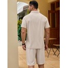 image:imageCOOFANDY Mens 2 Pieces Outfits Quarter Zip Polo Shirt and Shorts Set Casual Summer TracksuitBeige