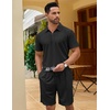 image:imageCOOFANDY Mens 2 Pieces Outfits Quarter Zip Polo Shirt and Shorts Set Casual Summer TracksuitBlack