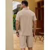 image:imageCOOFANDY Mens 2 Pieces Outfits Quarter Zip Polo Shirt and Shorts Set Casual Summer TracksuitKhaki