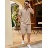 image:imageCOOFANDY Mens 2 Pieces Outfits Quarter Zip Polo Shirt and Shorts Set Casual Summer TracksuitKhaki