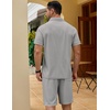 image:imageCOOFANDY Mens 2 Pieces Outfits Quarter Zip Polo Shirt and Shorts Set Casual Summer TracksuitLight Grey