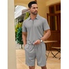 image:imageCOOFANDY Mens 2 Pieces Outfits Quarter Zip Polo Shirt and Shorts Set Casual Summer TracksuitLight Grey