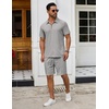 image:imageCOOFANDY Mens 2 Pieces Outfits Quarter Zip Polo Shirt and Shorts Set Casual Summer TracksuitLight Grey