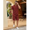 image:imageCOOFANDY Mens 2 Pieces Outfits Quarter Zip Polo Shirt and Shorts Set Casual Summer TracksuitWine Red