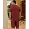 image:imageCOOFANDY Mens 2 Pieces Outfits Quarter Zip Polo Shirt and Shorts Set Casual Summer TracksuitWine Red
