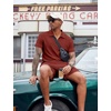 image:imageCOOFANDY Mens 2 Pieces Outfits Quarter Zip Polo Shirt and Shorts Set Casual Summer TracksuitWine Red