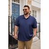 image:imageCOOFANDY Mens Big and Tall Polo Shirt Short Sleeve Cotton Pique Golf Shirt  Collared Polo 2 Button Shirt Breathable Oversized Casual Work Office Outdoor Shirt for MenNavy Blue