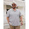 image:imageCOOFANDY Mens Big and Tall Polo Shirt Short Sleeve Cotton Pique Golf Shirt  Collared Polo 2 Button Shirt Breathable Oversized Casual Work Office Outdoor Shirt for MenLight Grey