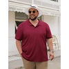 image:imageCOOFANDY Mens Big and Tall Polo Shirt Short Sleeve Cotton Pique Golf Shirt  Collared Polo 2 Button Shirt Breathable Oversized Casual Work Office Outdoor Shirt for MenDark Red