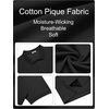 image:imageCOOFANDY Mens Big and Tall Polo Shirt Short Sleeve Cotton Pique Golf Shirt  Collared Polo 2 Button Shirt Breathable Oversized Casual Work Office Outdoor Shirt for MenBlack