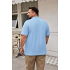image:imageCOOFANDY Mens Big and Tall Polo Shirt Short Sleeve Cotton Pique Golf Shirt  Collared Polo 2 Button Shirt Breathable Oversized Casual Work Office Outdoor Shirt for MenLight Blue