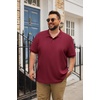 image:imageCOOFANDY Mens Big and Tall Polo Shirt Short Sleeve Cotton Pique Golf Shirt  Collared Polo 2 Button Shirt Breathable Oversized Casual Work Office Outdoor Shirt for MenDark Red