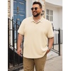 image:imageCOOFANDY Mens Big and Tall Polo Shirt Short Sleeve Cotton Pique Golf Shirt  Collared Polo 2 Button Shirt Breathable Oversized Casual Work Office Outdoor Shirt for MenBeige