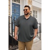 image:imageCOOFANDY Mens Big and Tall Polo Shirt Short Sleeve Cotton Pique Golf Shirt  Collared Polo 2 Button Shirt Breathable Oversized Casual Work Office Outdoor Shirt for MenDark Grey