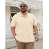 image:imageCOOFANDY Mens Big and Tall Polo Shirt Short Sleeve Cotton Pique Golf Shirt  Collared Polo 2 Button Shirt Breathable Oversized Casual Work Office Outdoor Shirt for MenBeige