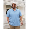 image:imageCOOFANDY Mens Big and Tall Polo Shirt Short Sleeve Cotton Pique Golf Shirt  Collared Polo 2 Button Shirt Breathable Oversized Casual Work Office Outdoor Shirt for MenLight Blue