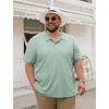 image:imageCOOFANDY Mens Big and Tall Polo Shirt Short Sleeve Cotton Pique Golf Shirt  Collared Polo 2 Button Shirt Breathable Oversized Casual Work Office Outdoor Shirt for MenLight Green