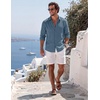 image:imageCOOFANDY Mens Button Down Shirt Long Sleeve Casual Untucked Shirts Textured Summer Beach ShirtsDark Blue