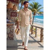 image:imageCOOFANDY Mens Button Down Shirt Long Sleeve Casual Untucked Shirts Textured Summer Beach ShirtsKhaki