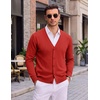 image:imageCOOFANDY Mens Cardigan Sweater Long Sleeve Lightweight V Neck Knit Cardigan  Button Down Knitted Light Weight Ribbed Hem Stretch Soft Classic Fit Casual Dress Business Men CardigansRed