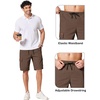 image:imageCOOFANDY Mens Casual Cargo Shorts 10 Cotton Chino Shorts with 6 Pockets  Drawstring Elastic Waist Knee Length Loose Fit Summer Twill Fabric Work Shorts for Hiking Walking Outdoor StreetwearBrown