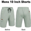 image:imageCOOFANDY Mens Casual Cargo Shorts 10 Cotton Chino Shorts with 6 Pockets  Drawstring Elastic Waist Knee Length Loose Fit Summer Twill Fabric Work Shorts for Hiking Walking Outdoor StreetwearLight Green