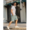 image:imageCOOFANDY Mens Casual Cargo Shorts 10 Cotton Chino Shorts with 6 Pockets  Drawstring Elastic Waist Knee Length Loose Fit Summer Twill Fabric Work Shorts for Hiking Walking Outdoor StreetwearLight Green