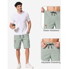 image:imageCOOFANDY Mens Casual Cargo Shorts 10 Cotton Chino Shorts with 6 Pockets  Drawstring Elastic Waist Knee Length Loose Fit Summer Twill Fabric Work Shorts for Hiking Walking Outdoor StreetwearLight Green
