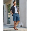 image:imageCOOFANDY Mens Casual Cargo Shorts 10 Cotton Chino Shorts with 6 Pockets  Drawstring Elastic Waist Knee Length Loose Fit Summer Twill Fabric Work Shorts for Hiking Walking Outdoor StreetwearBlue