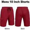 image:imageCOOFANDY Mens Casual Cargo Shorts 10 Cotton Chino Shorts with 6 Pockets  Drawstring Elastic Waist Knee Length Loose Fit Summer Twill Fabric Work Shorts for Hiking Walking Outdoor StreetwearRed