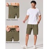 image:imageCOOFANDY Mens Casual Cargo Shorts 10 Cotton Chino Shorts with 6 Pockets  Drawstring Elastic Waist Knee Length Loose Fit Summer Twill Fabric Work Shorts for Hiking Walking Outdoor StreetwearOlive Green