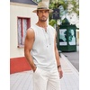 image:imageCOOFANDY Mens Cotton Linen Sleeveless Shirts Casual Tank Top Beach Tunic  LaceUp V Neck Cut Off Shirts with Chest Patch Pocket Bohemian Medieval Renaissance Hippie Shirt for Summer Vacation CrusieWhite