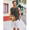 image:imageCOOFANDY Mens Cotton Linen Sleeveless Shirts Casual Tank Top Beach Tunic  LaceUp V Neck Cut Off Shirts with Chest Patch Pocket Bohemian Medieval Renaissance Hippie Shirt for Summer Vacation CrusieCharcoal