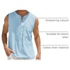 image:imageCOOFANDY Mens Cotton Linen Sleeveless Shirts Casual Tank Top Beach Tunic  LaceUp V Neck Cut Off Shirts with Chest Patch Pocket Bohemian Medieval Renaissance Hippie Shirt for Summer Vacation CrusieSky Blue