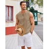 image:imageCOOFANDY Mens Cotton Linen Sleeveless Shirts Casual Tank Top Beach Tunic  LaceUp V Neck Cut Off Shirts with Chest Patch Pocket Bohemian Medieval Renaissance Hippie Shirt for Summer Vacation CrusieKhaki