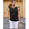 image:imageCOOFANDY Mens Cotton Linen Sleeveless Shirts Casual Tank Top Beach Tunic  LaceUp V Neck Cut Off Shirts with Chest Patch Pocket Bohemian Medieval Renaissance Hippie Shirt for Summer Vacation CrusieBlack
