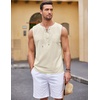 image:imageCOOFANDY Mens Cotton Linen Sleeveless Shirts Casual Tank Top Beach Tunic  LaceUp V Neck Cut Off Shirts with Chest Patch Pocket Bohemian Medieval Renaissance Hippie Shirt for Summer Vacation CrusieCream