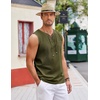 image:imageCOOFANDY Mens Cotton Linen Sleeveless Shirts Casual Tank Top Beach Tunic  LaceUp V Neck Cut Off Shirts with Chest Patch Pocket Bohemian Medieval Renaissance Hippie Shirt for Summer Vacation CrusieArmy
