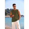 image:imageCOOFANDY Mens Cotton Linen Sleeveless Shirts Casual Tank Top Beach Tunic  LaceUp V Neck Cut Off Shirts with Chest Patch Pocket Bohemian Medieval Renaissance Hippie Shirt for Summer Vacation CrusieArmy