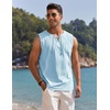 image:imageCOOFANDY Mens Cotton Linen Sleeveless Shirts Casual Tank Top Beach Tunic  LaceUp V Neck Cut Off Shirts with Chest Patch Pocket Bohemian Medieval Renaissance Hippie Shirt for Summer Vacation CrusieSky Blue