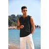 image:imageCOOFANDY Mens Cotton Linen Sleeveless Shirts Casual Tank Top Beach Tunic  LaceUp V Neck Cut Off Shirts with Chest Patch Pocket Bohemian Medieval Renaissance Hippie Shirt for Summer Vacation CrusieBlack