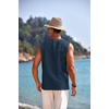 image:imageCOOFANDY Mens Cotton Linen Sleeveless Shirts Casual Tank Top Beach Tunic  LaceUp V Neck Cut Off Shirts with Chest Patch Pocket Bohemian Medieval Renaissance Hippie Shirt for Summer Vacation CrusieBlue