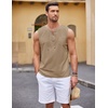 image:imageCOOFANDY Mens Cotton Linen Sleeveless Shirts Casual Tank Top Beach Tunic  LaceUp V Neck Cut Off Shirts with Chest Patch Pocket Bohemian Medieval Renaissance Hippie Shirt for Summer Vacation CrusieKhaki