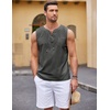 image:imageCOOFANDY Mens Cotton Linen Sleeveless Shirts Casual Tank Top Beach Tunic  LaceUp V Neck Cut Off Shirts with Chest Patch Pocket Bohemian Medieval Renaissance Hippie Shirt for Summer Vacation CrusieCharcoal