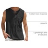 image:imageCOOFANDY Mens Cotton Linen Sleeveless Shirts Casual Tank Top Beach Tunic  LaceUp V Neck Cut Off Shirts with Chest Patch Pocket Bohemian Medieval Renaissance Hippie Shirt for Summer Vacation CrusieBlack