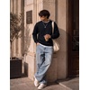 image:imageCOOFANDY Mens Crewneck Sweatshirt Lightweight Casual Fall Winter Pullovers  Soft and Lightweight Solid Color Classic Fit Genderneutral Home and Outdoor Fall WinterBlack