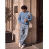 image:imageCOOFANDY Mens Crewneck Sweatshirt Lightweight Casual Fall Winter Pullovers  Soft and Lightweight Solid Color Classic Fit Genderneutral Home and Outdoor Fall WinterLight Blue